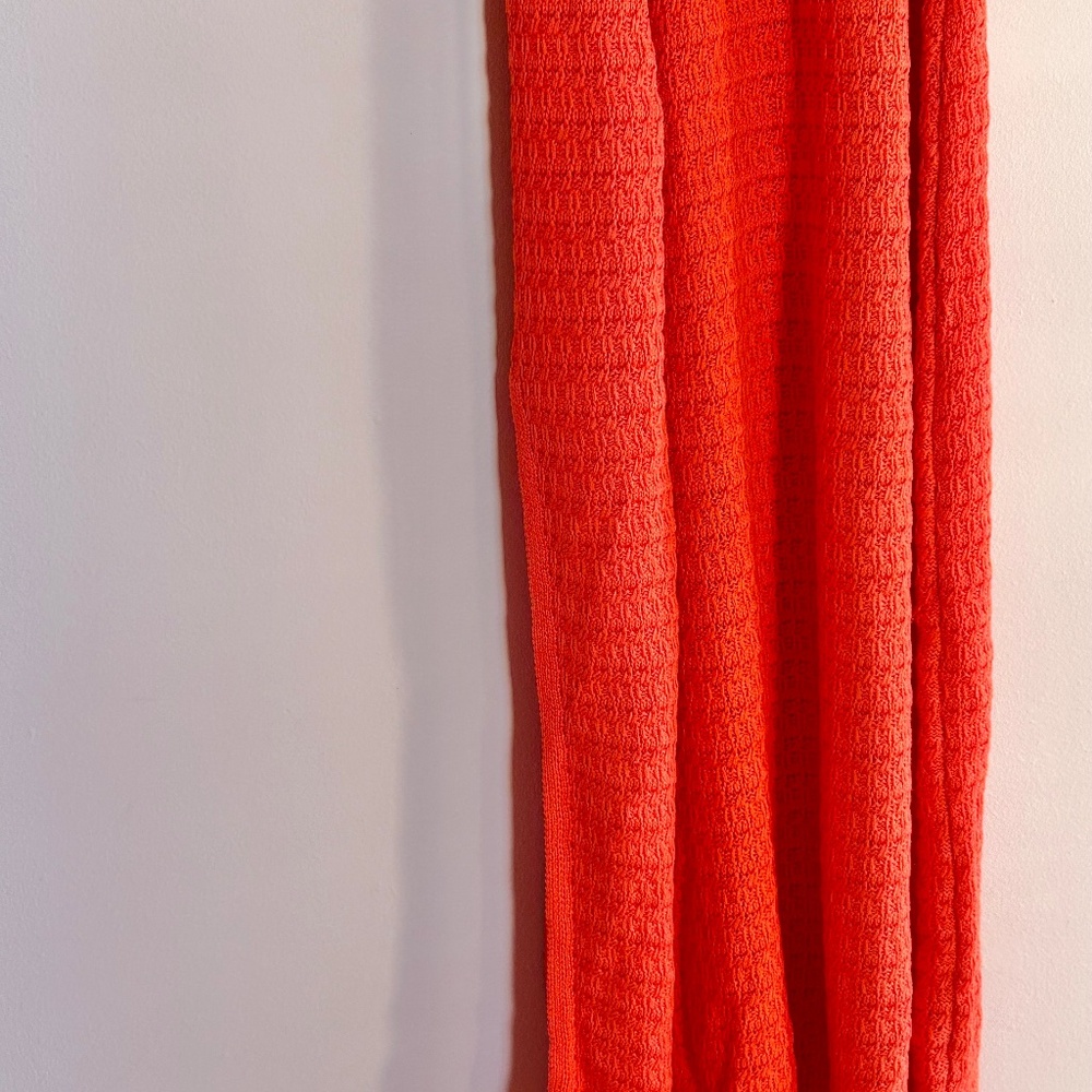 Worn Once | MANGO Orange Crochet Knit Midi Dress | Side Slit Summer Dress